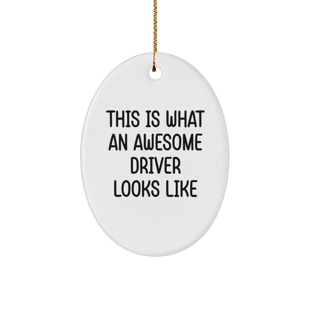 Funny Driver Gifts from Friends - This Is What An Awesome Driver Looks Like Oval Ornament for Men, Women, Coworkers, and Family - Image 1
