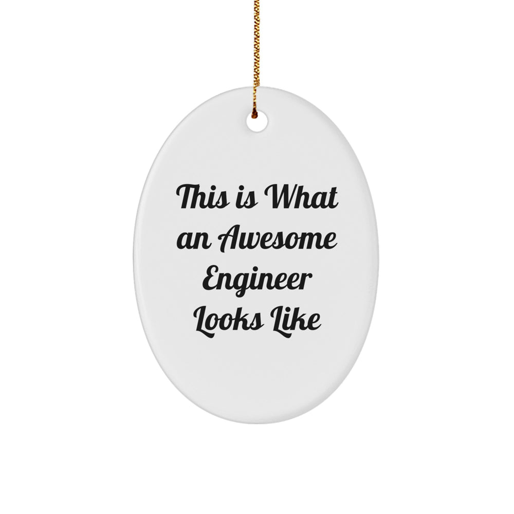 Engineer Gifts from Friends - Christmas Unique Oval Ornament with 'This Is What An Awesome Engineer Looks Like' Quote - Image 1
