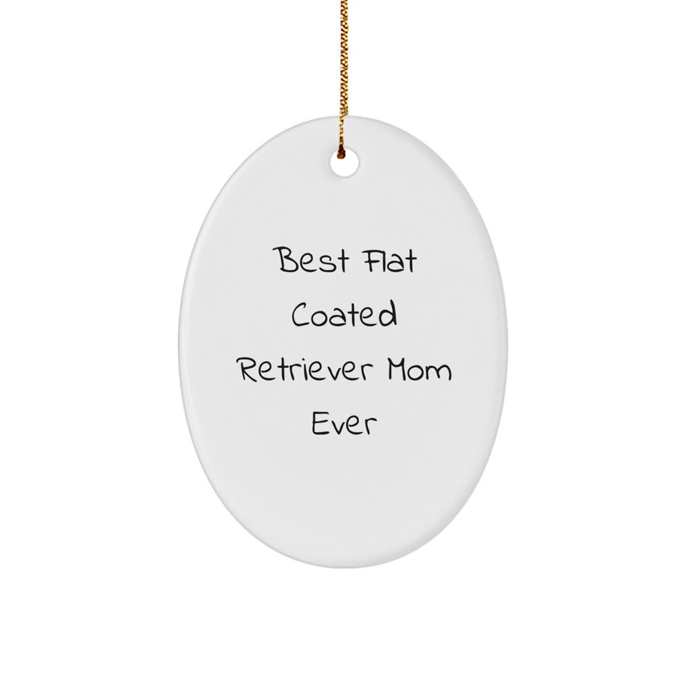 Funny Flat Coated Retriever Dog Mom Gifts from Friends - Best Oval Ornament for Christmas - Image 1