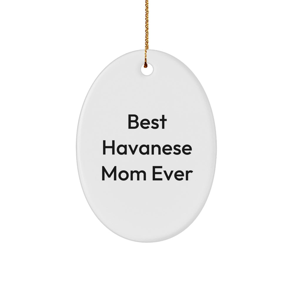 Havanese Dog Mom Gifts - Best Havanese Mom Ever Oval Ornament for Christmas, Gifts from Friends or Family - Image 1