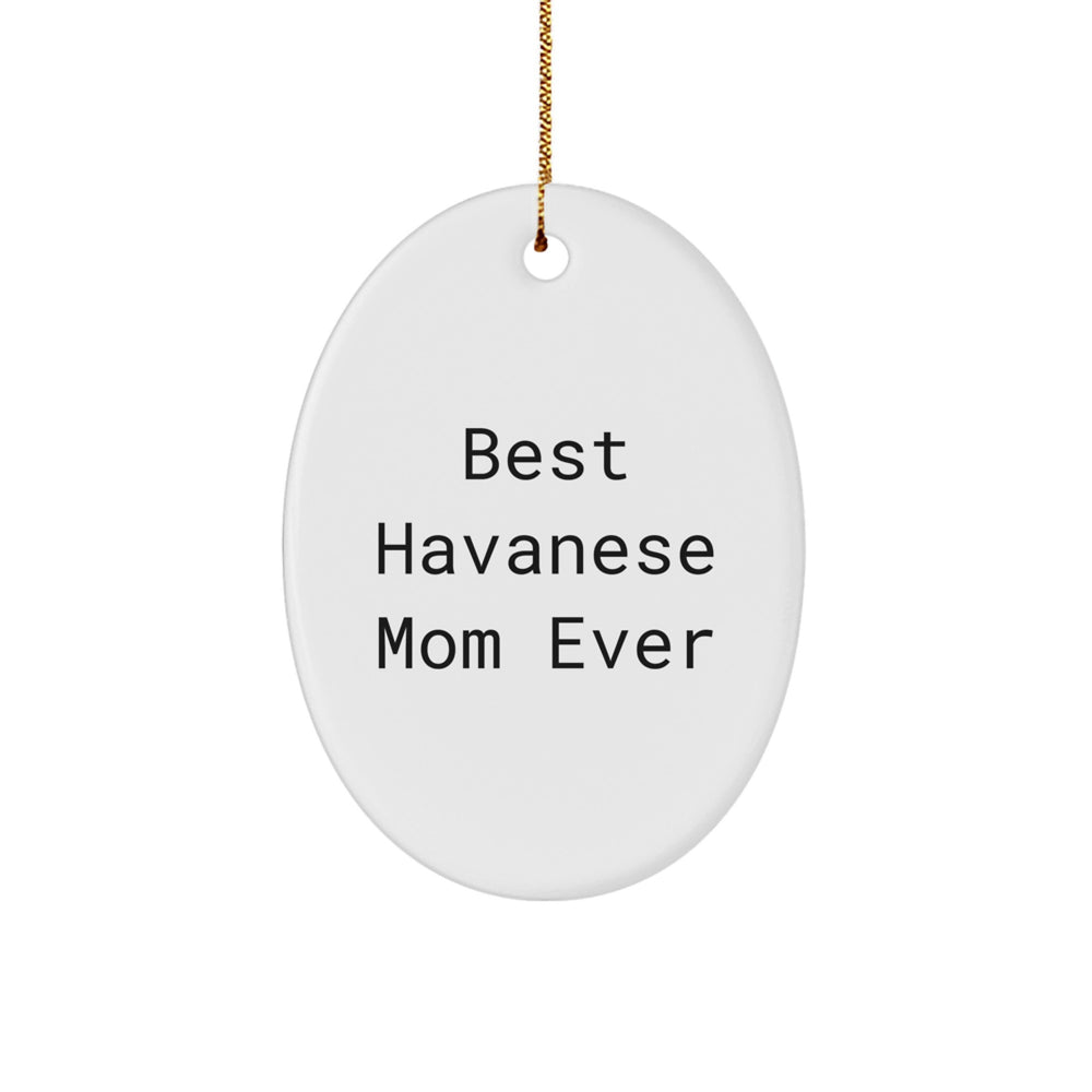 Havanese Dog Lover Gifts from Mom - 'Best Havanese Mom Ever' Oval Ornament for Christmas - Image 1