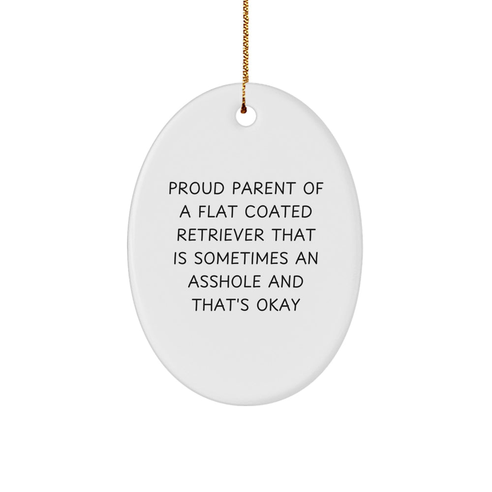 'Proud Parent' Flat Coated Retriever Dog Oval Ornament, Funny Christmas Unique Gift for Men, Women, Friends, Family - Gifts from Proud Parents - Image 1