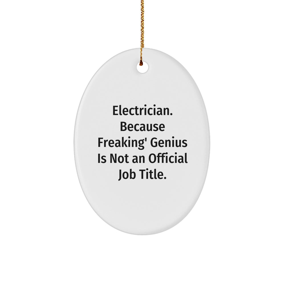 Funny Electrician Gifts from Friends to Electrician - Oval Ornament, White, Inspirational Quote, Christmas Unique Gifts - Image 1
