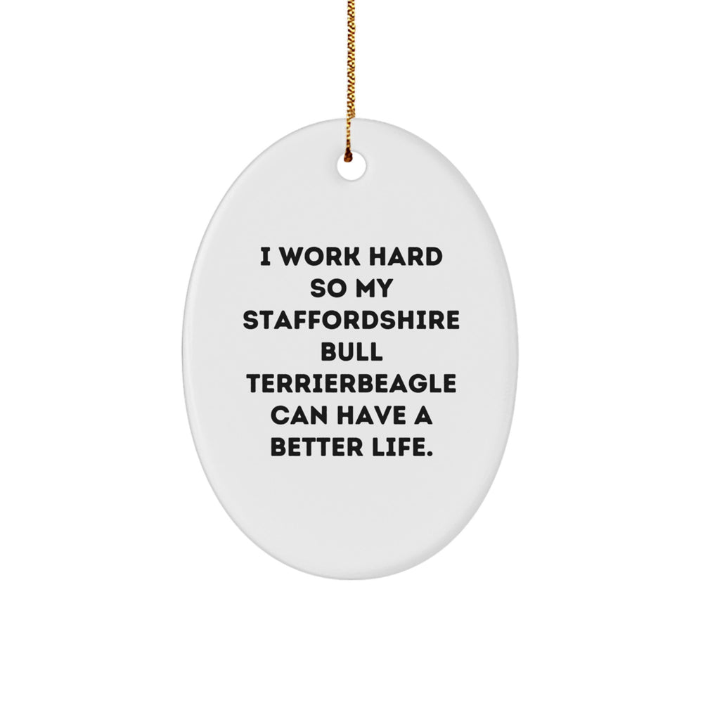 Inspirational Staffordshire Bull Terrier Dog Gifts from Friends and Family - Oval Ornament for Christmas - Image 1