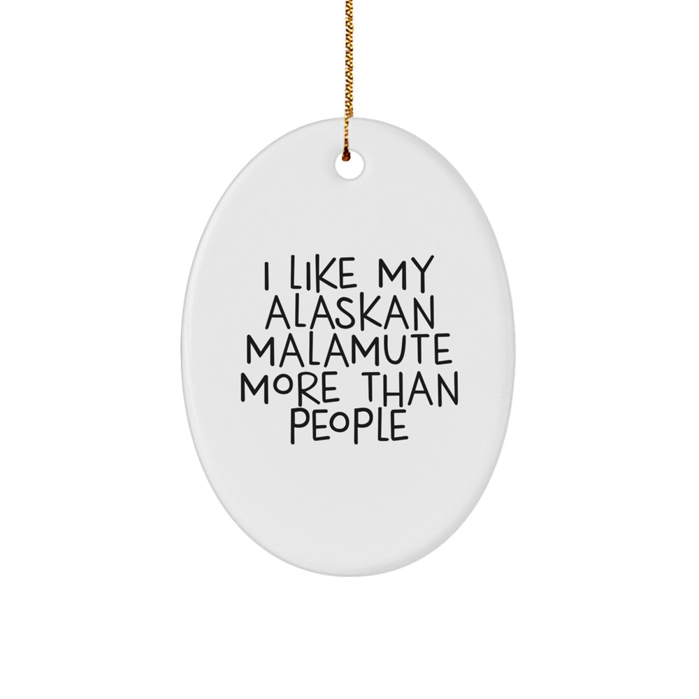 Gifts from Friends and Family for Alaskan Malamute Dog Lovers - I Like My Alaskan Malamute More Than People Oval Ornament, Unique Christmas Unique Gifts for Men and Women - Image 1