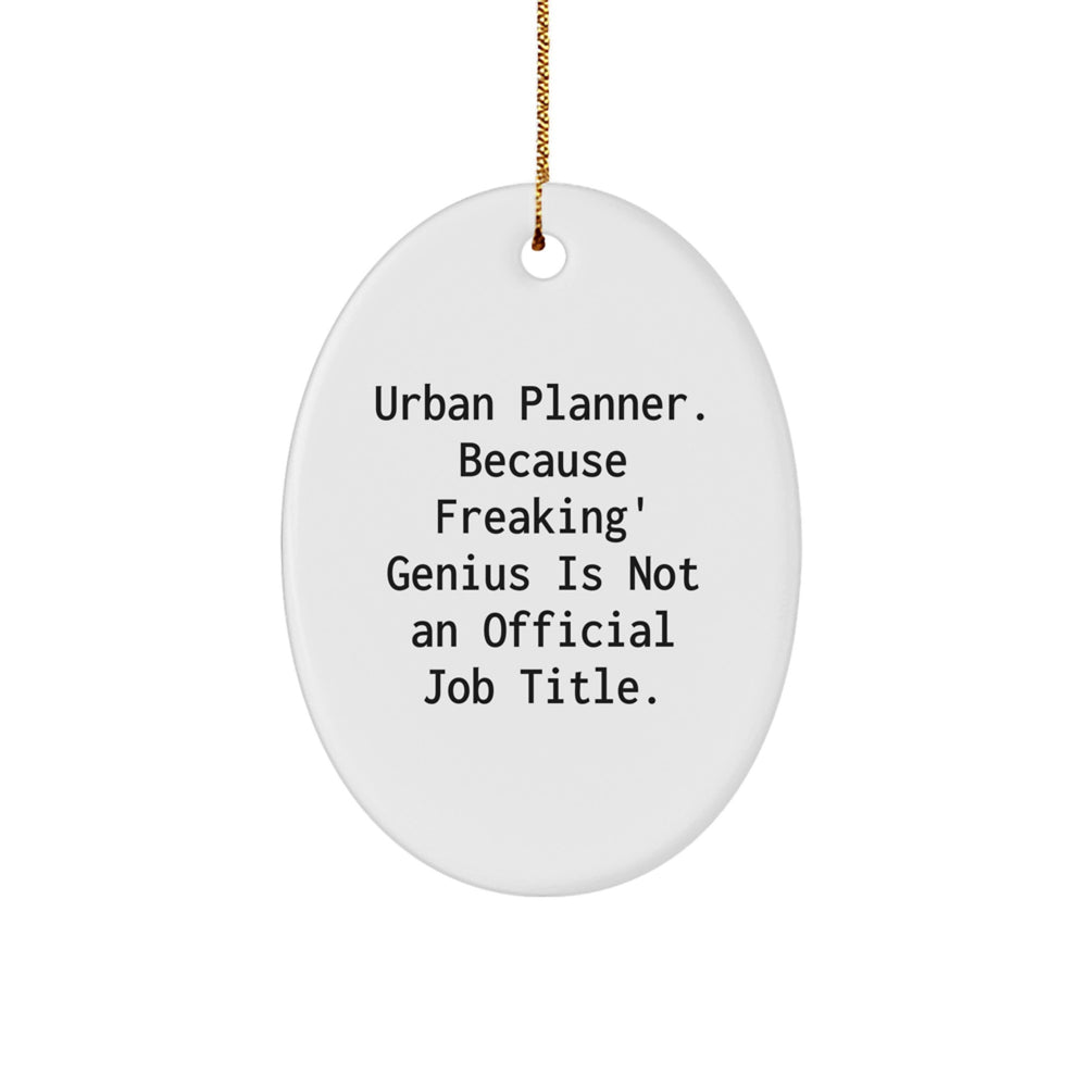 Urban Planner Gifts for Men - Oval Ornament 'Urban Planner. Because Freaking' genius Is Not An Official Job Title.' - Christmas Unique Present for Friends - Image 1