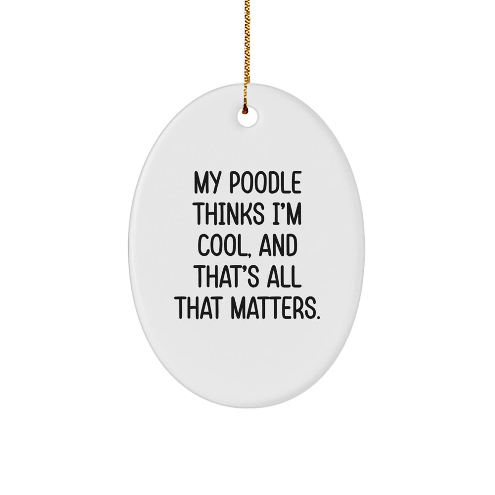 Funny Poodle Dog Oval Ornament Gifts from Family for Him or Her This Christmas - Image 1
