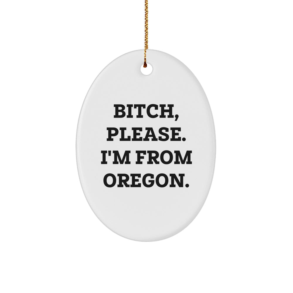 Oregon Oval Ornament, Funny Quote Gifts from Friends for Oregon Lovers, Vibrant White Design, Perfect Christmas Unique Gifts - Image 1