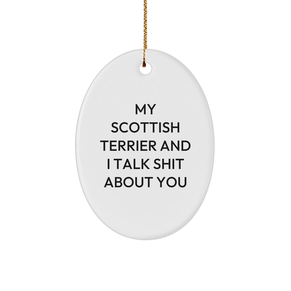 Funny Scottish Terrier Dog Oval Ornament Gifts from Friends and Family for Christmas - Image 1