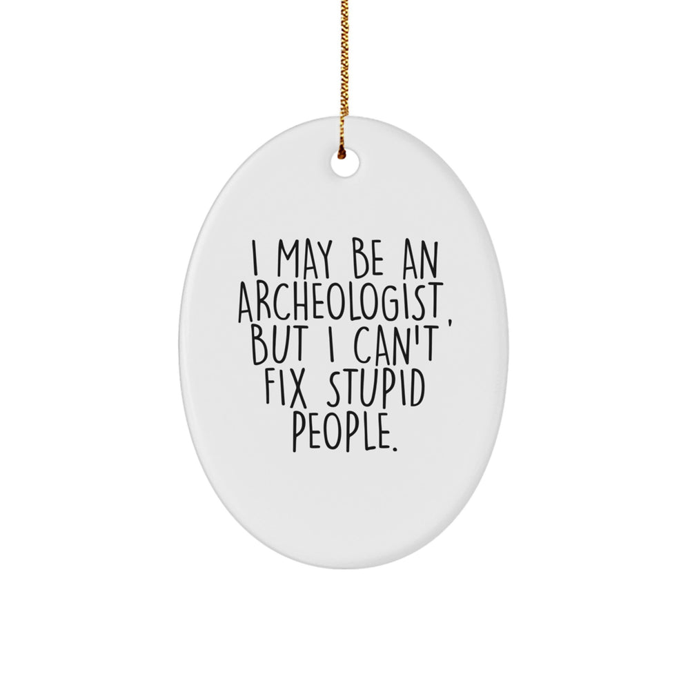 Funny Archeologist Oval Ornament Gifts from Friends for Christmas - I May Be An Archeologist, But I Can't Fix Stupid People. - Image 1
