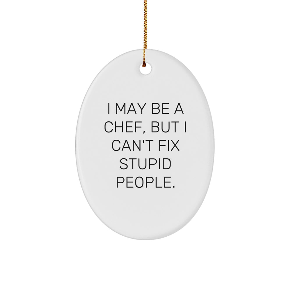 Funny Chef Oval Ornament Gifts for Men from Friends - Christmas Unique Presents with I May Be A Chef, But I Can't Fix Stupid People. - Image 1