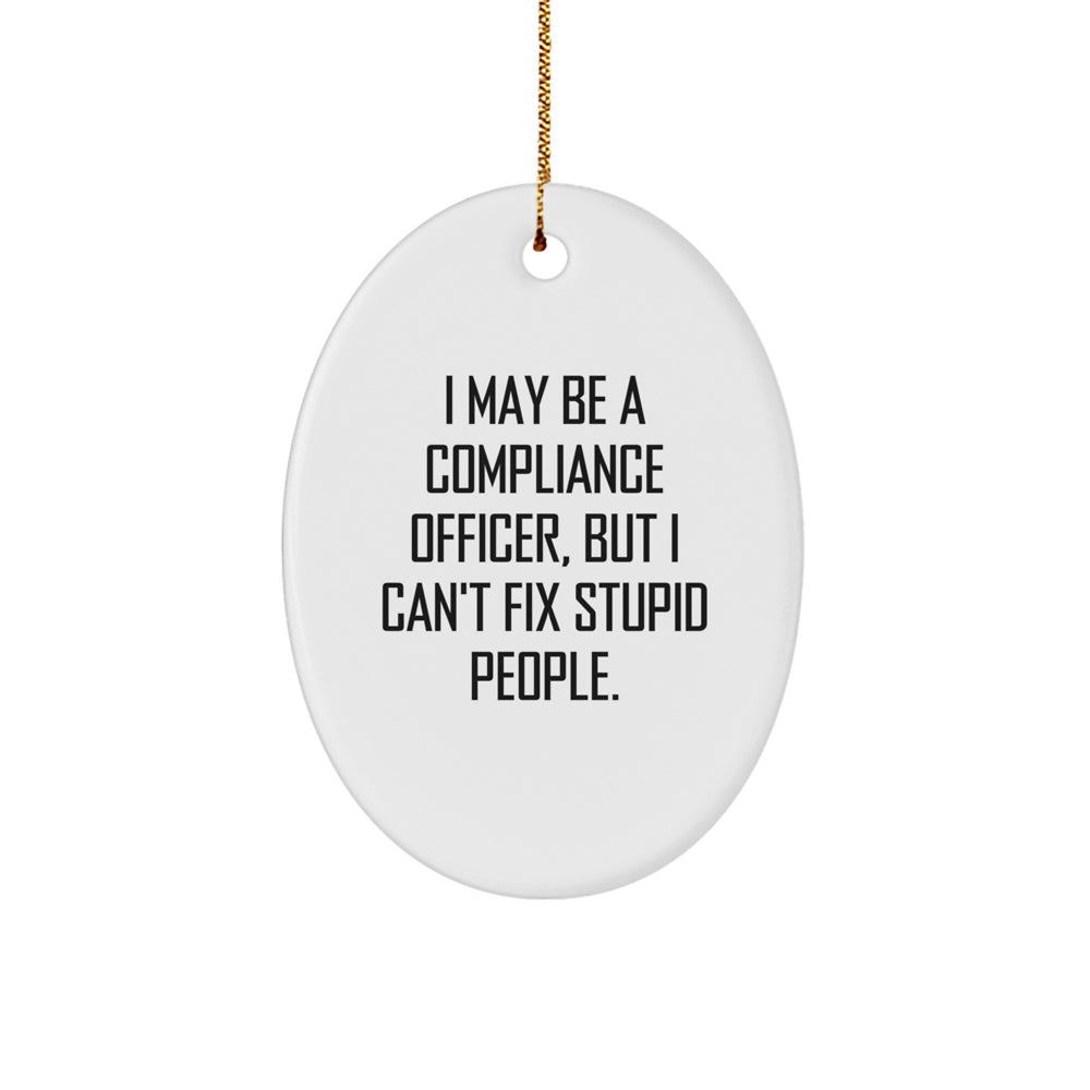 Funny Compliance Officer Gifts from Friends for Men - Oval Ornament with 'I May Be A Compliance Officer, But...' - Image 1