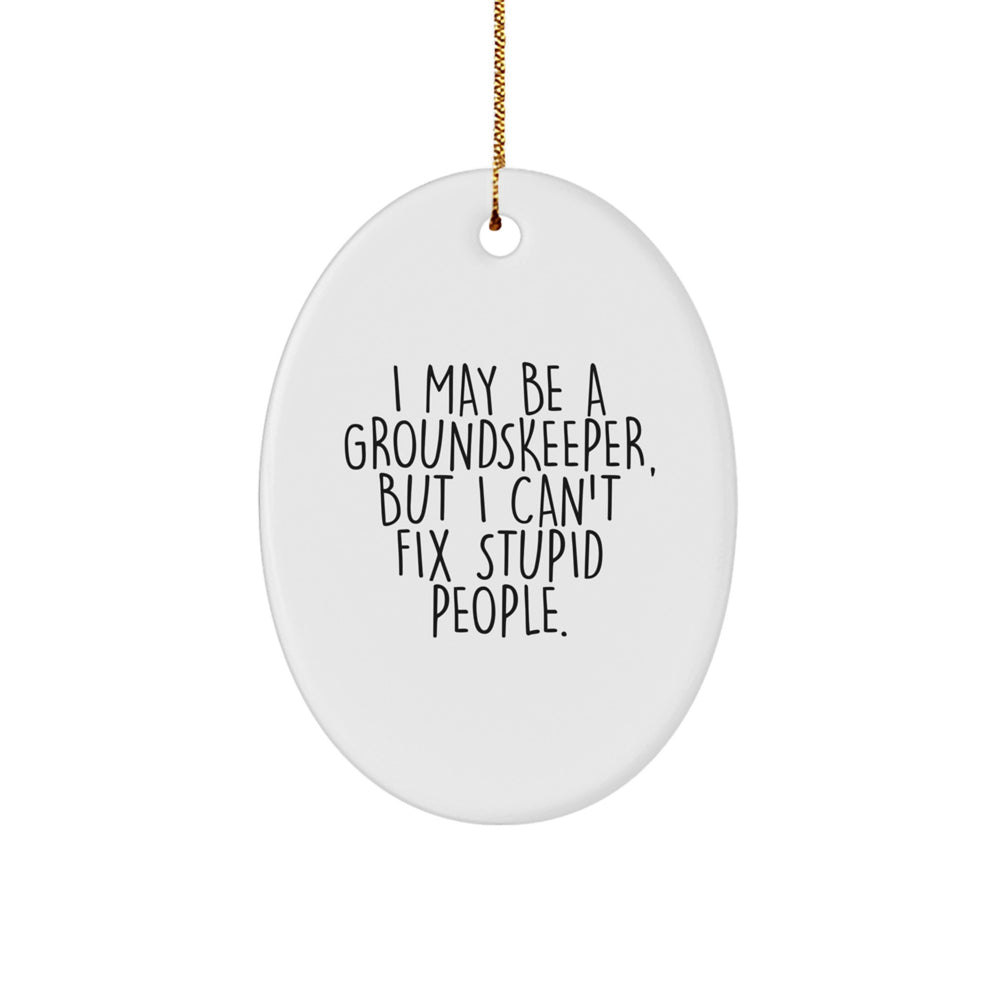 Funny groundskeeper Gifts from Men, groundskeeper Oval Ornament, I May Be A groundskeeper, But I Can't Fix Stupid People., Christmas Unique Gifts - Image 1