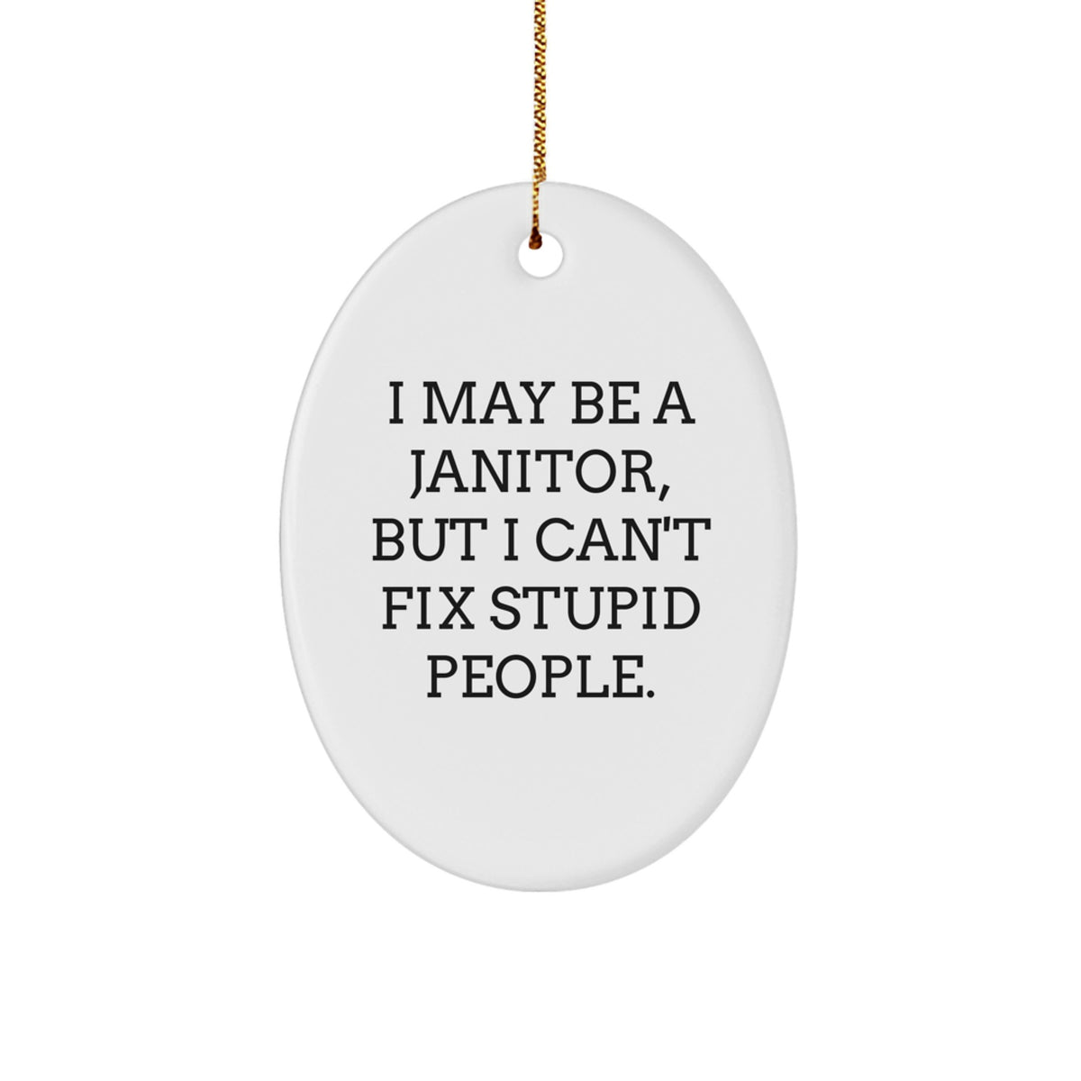 Funny Janitor Gifts from Family - Oval Ornament for Men Janitors - I May Be A Janitor, But I Can't Fix Stupid People. - Christmas Unique Gifts for Family - Image 1