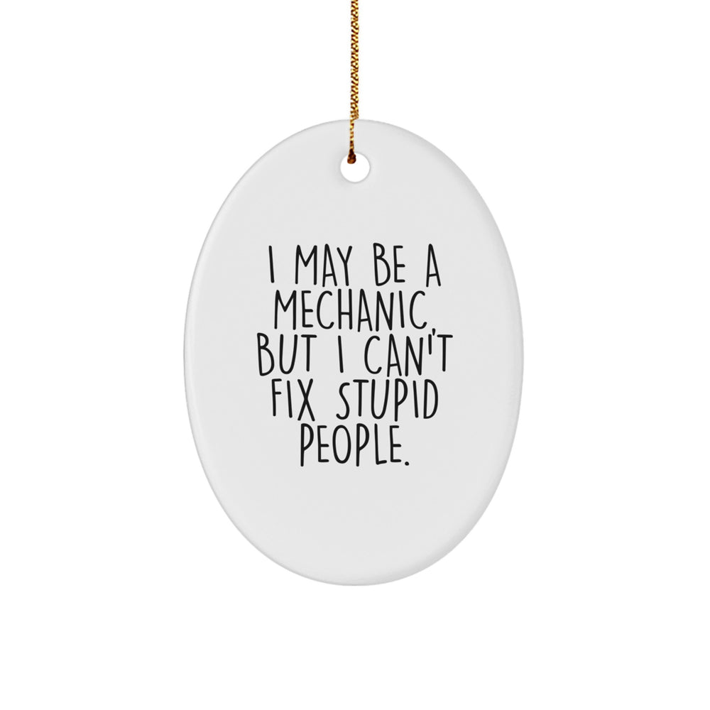 Funny Mechanic Gifts - I May Be A Mechanic, But I Can't Fix Stupid People. - Oval Ornament for Christmas - Image 1