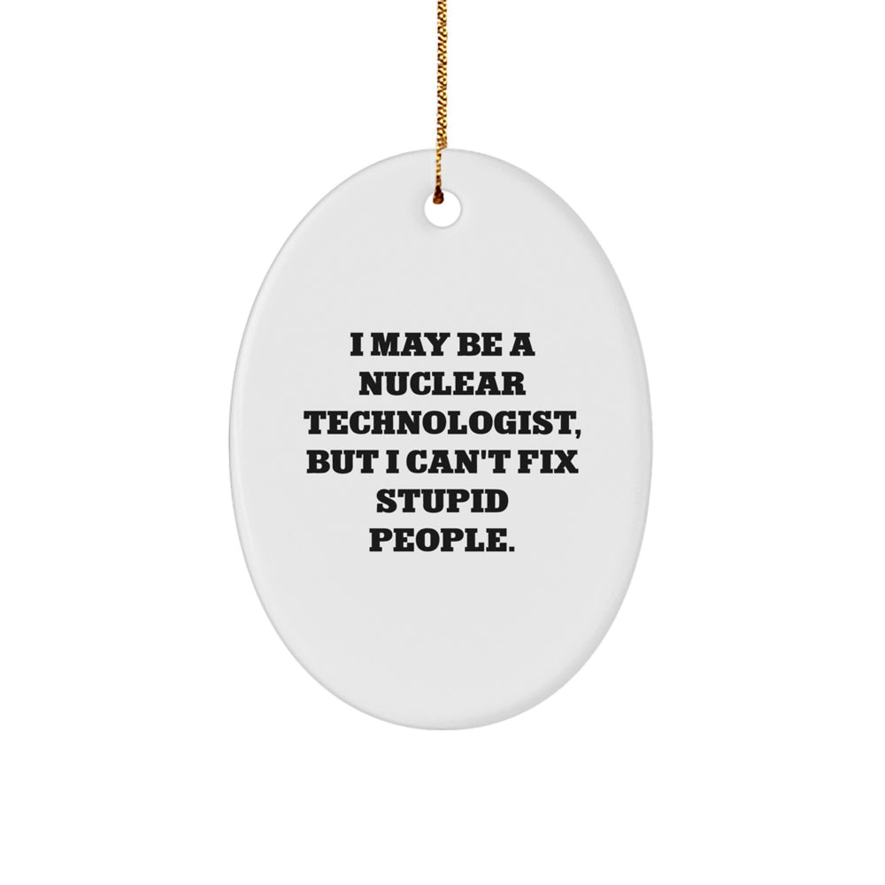 Funny Nuclear Technologist Oval Ornament Gifts from Men to Friends - I May Be a Nuclear Technologist, But I Can't Fix Stupid People. - Christmas Unique Presents for Nuclear Technologist - Image 1