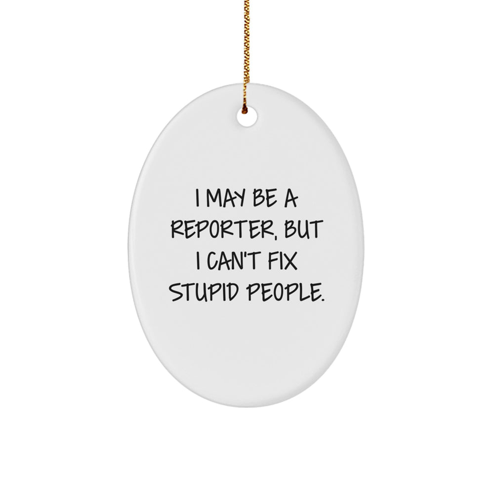 Funny Reporter Oval Ornament Gifts from Friends for Christmas Unique Presents - I May Be A Reporter, But I Can't Fix Stupid People. - Image 1