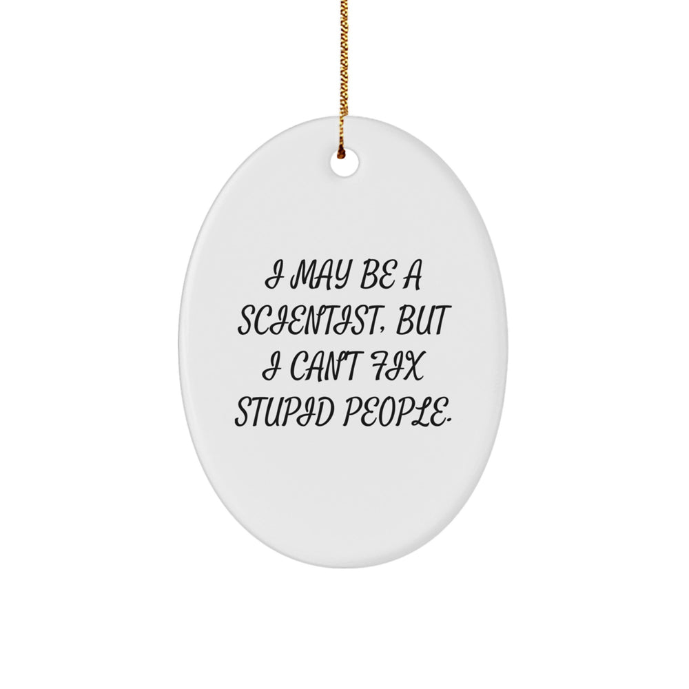 Funny Scientist Gifts from Friends for Christmas - 'I May Be A Scientist, But...' Oval Ornament - Image 1