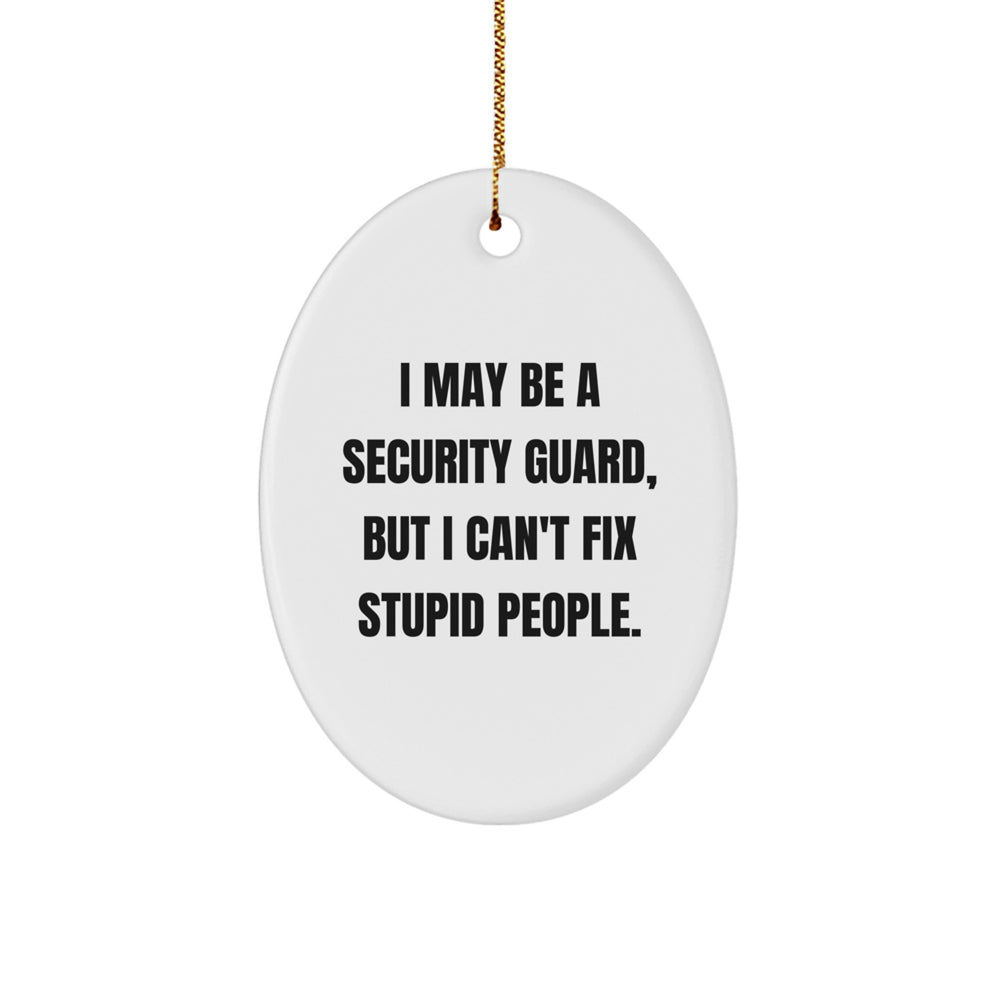 Security Guard Oval Ornament - Funny Gift from Friends to Men - I May Be A Security Guard, But I Can't Fix Stupid People. - Christmas Unique Gifts - Image 1