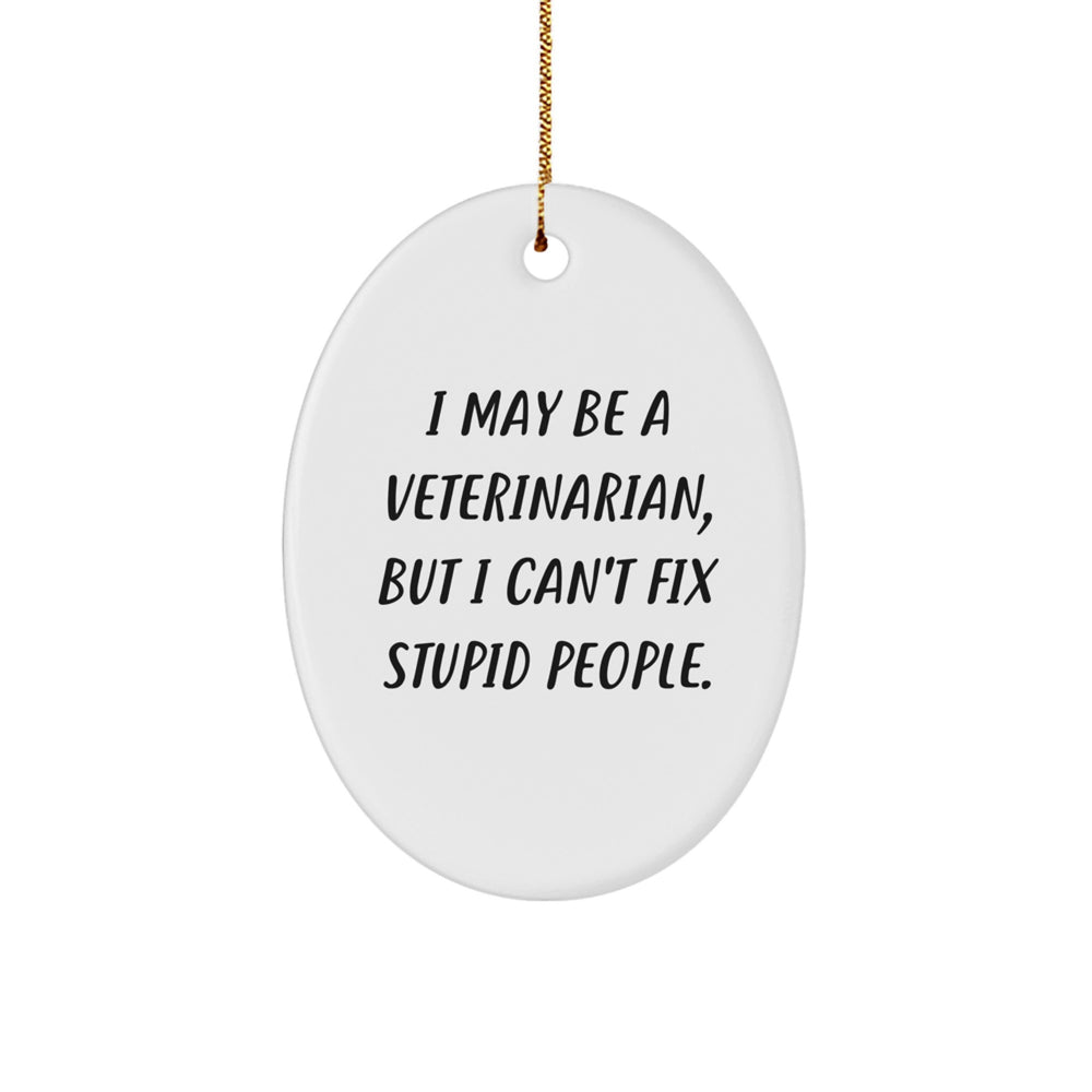 Funny Veterinarian Oval Ornament Gifts from Friends for Christmas - I May Be A Veterinarian, But I Can't Fix Stupid People. - Oval Ornament for Veterinarian Men Women - Image 1