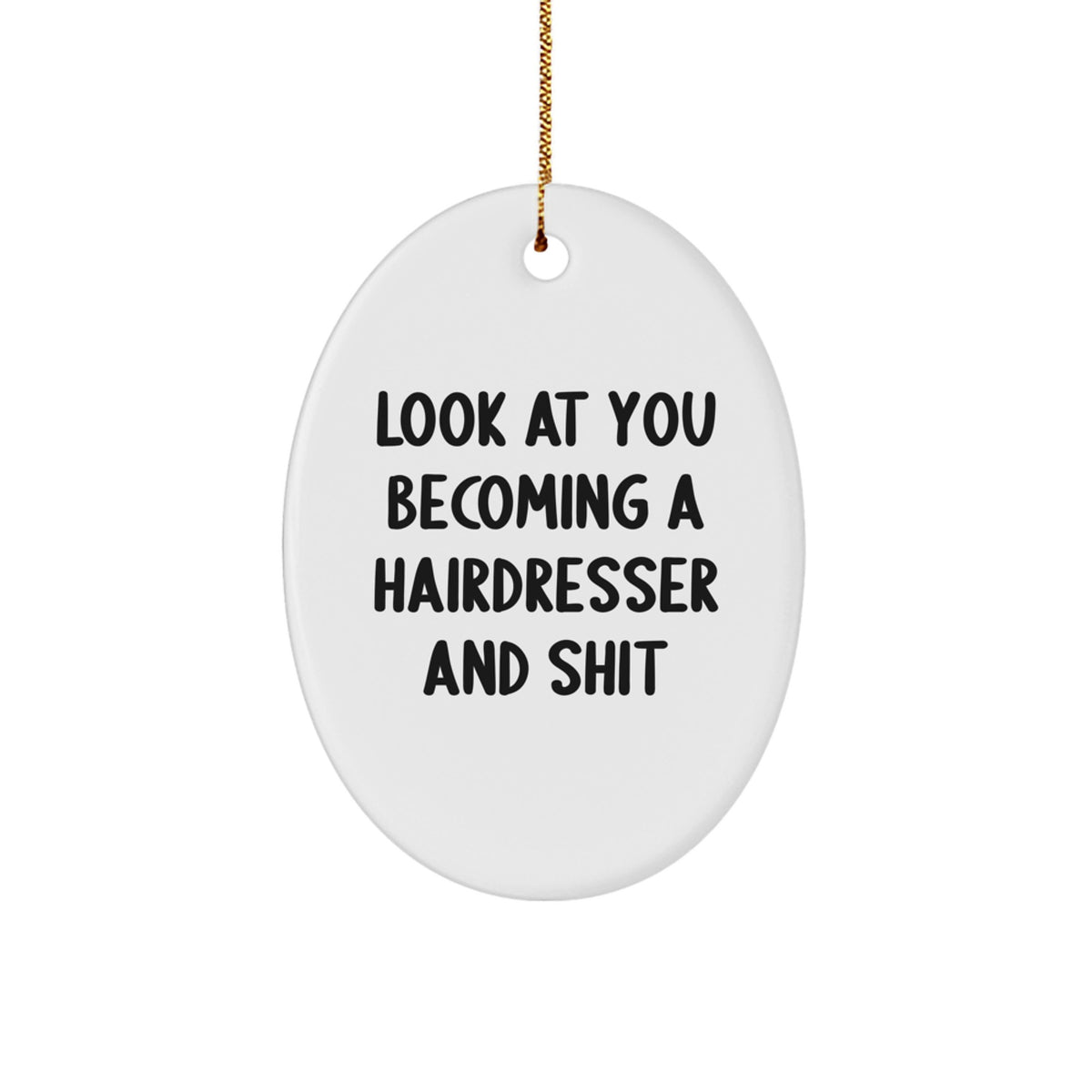 Funny Hairdresser Gifts for Hairdresser from Friends - Oval Ornament Look At You Becoming A Hairdresser And Shit - Christmas Unique Gifts - Image 1