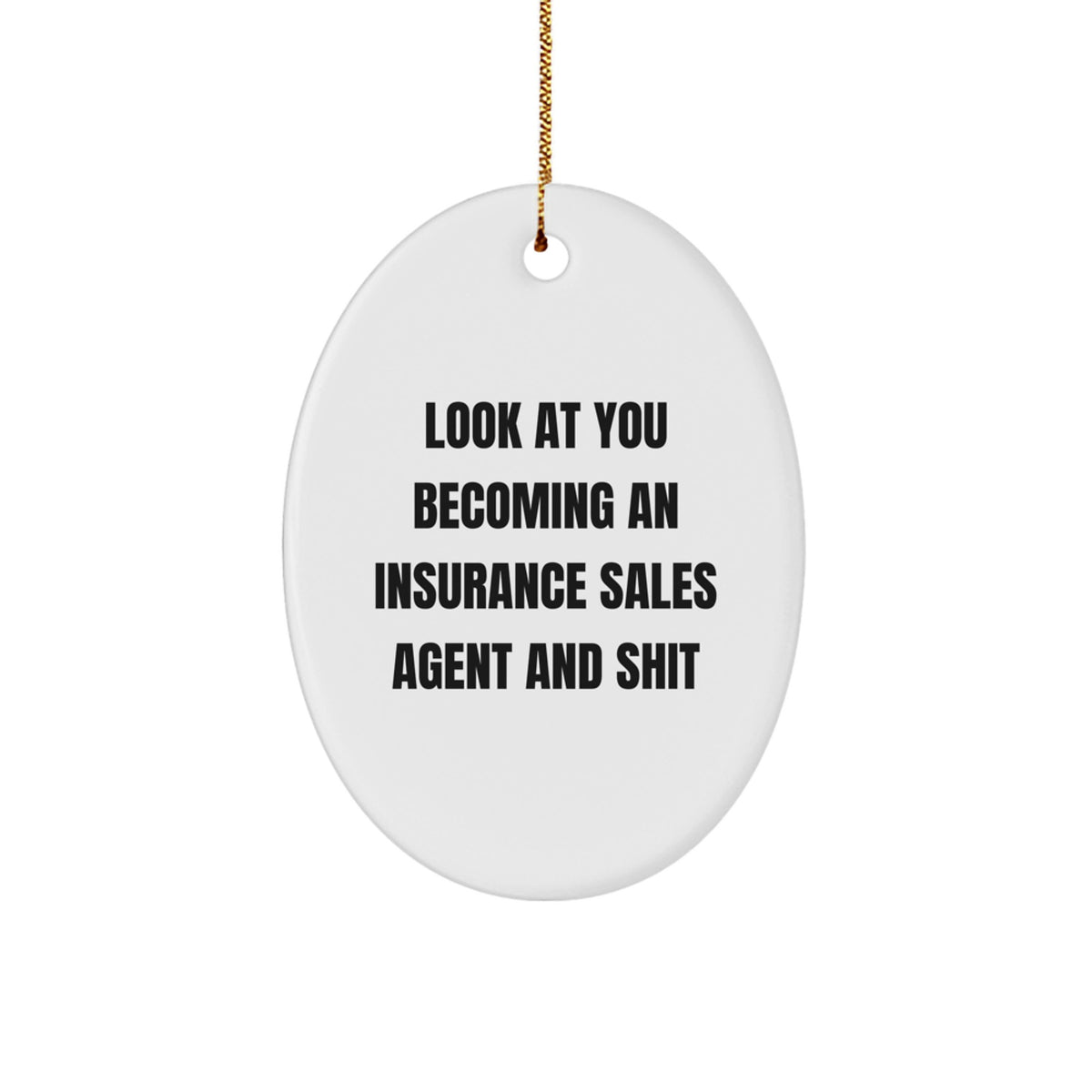 Funny Inspirational Gifts for Insurance Sales Agent Friends and Family - Oval Ornament from a Coworker - Christmas Unique Decorations - Image 1