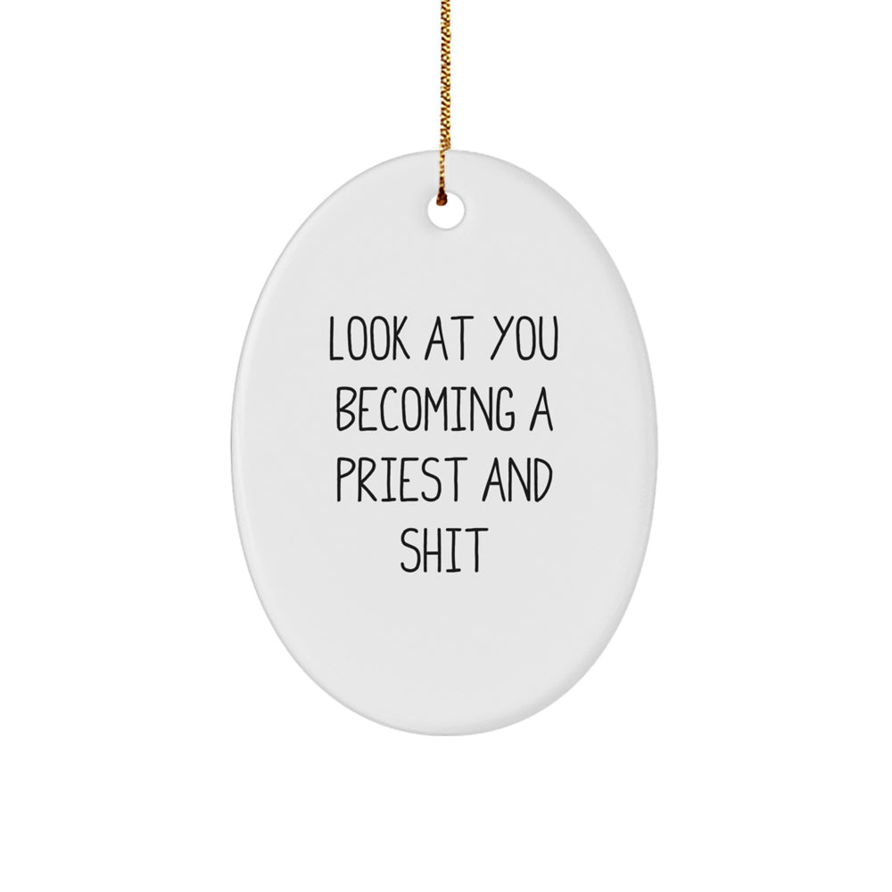 Funny Christmas Unique Gifts for Priest Oval Ornament from Friends - Image 1