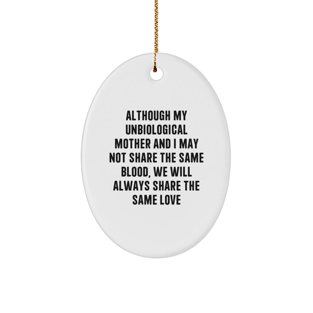 Funny Unbiological Mother Gifts for Women, Oval Ornament with Inspirational Quote, Gifts from Family for Christmas Unique Gifts - Image 1