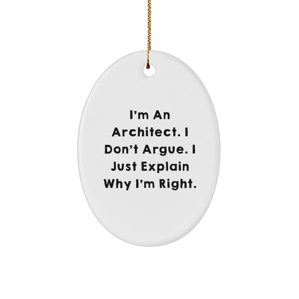 Architect Oval Ornament Funny Gift for Him Christmas Unique Decoration from Friends - Image 1
