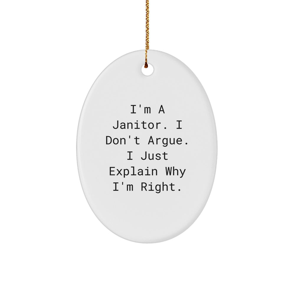 Funny Janitor Christmas Oval Ornament Gifts from Friends for Janitor - Image 1