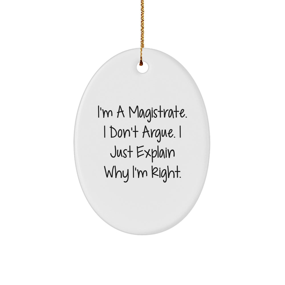 Funny Magistrate Gifts from Friends, Oval Ornament for Magistrate, Unique Christmas Unique Gifts for Men, Women, Family, and Friends - Image 1