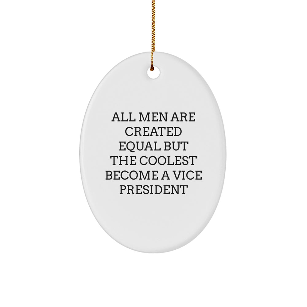 Funny Vice President Gifts, Oval Ornament for Men, All Men Are Created Equal But The Coolest Become A Vice President, Christmas Unique Gifts from Friends - Image 1