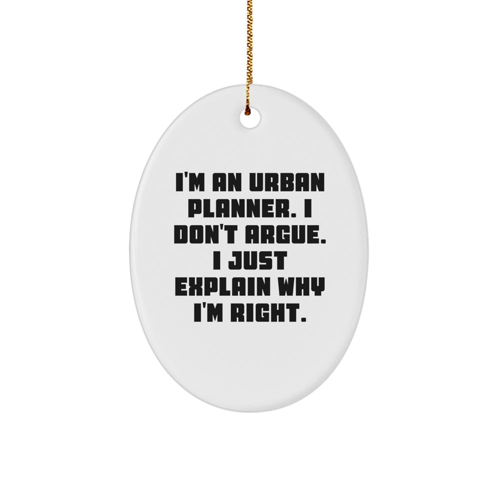Urban Planner Gifts, Funny Quote Oval Ornament, Gifts from Men to Urban Planner Friends, Perfect Christmas Unique Gifts for Urban Planner Women - Image 1
