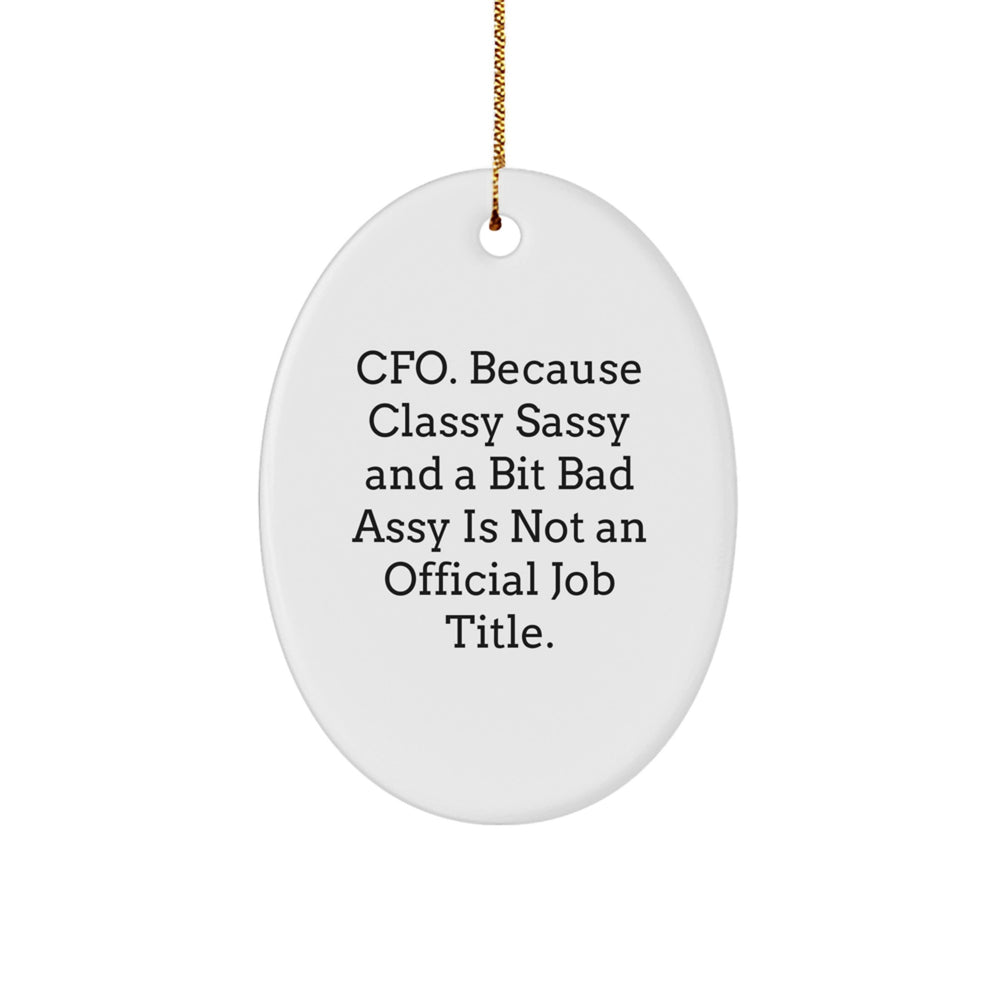 CFO Gifts, Funny Oval Ornament, 'Cfo. Because Classy Sassy And A Bit Fearlessy Is Not An Official Job Title.' Quote, Christmas Unique Gifts from Friends - Image 1