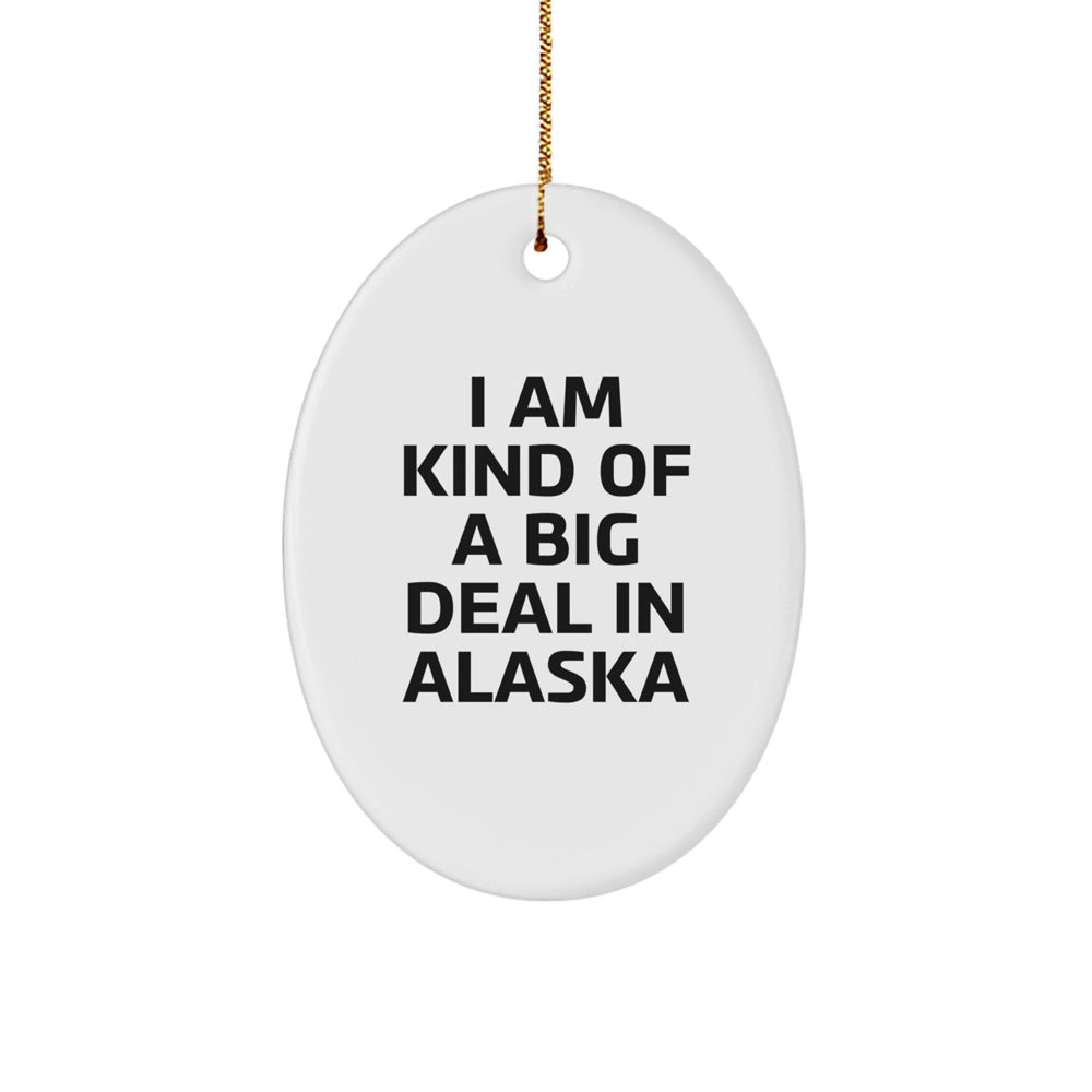 Alaska Gifts for Friends from I Am Kind Of A Prime Selection In Alaska Oval Ornament, Handcrafted White Oval Shaped MDF with High-Gloss Finish, Perfect for Christmas - Image 1