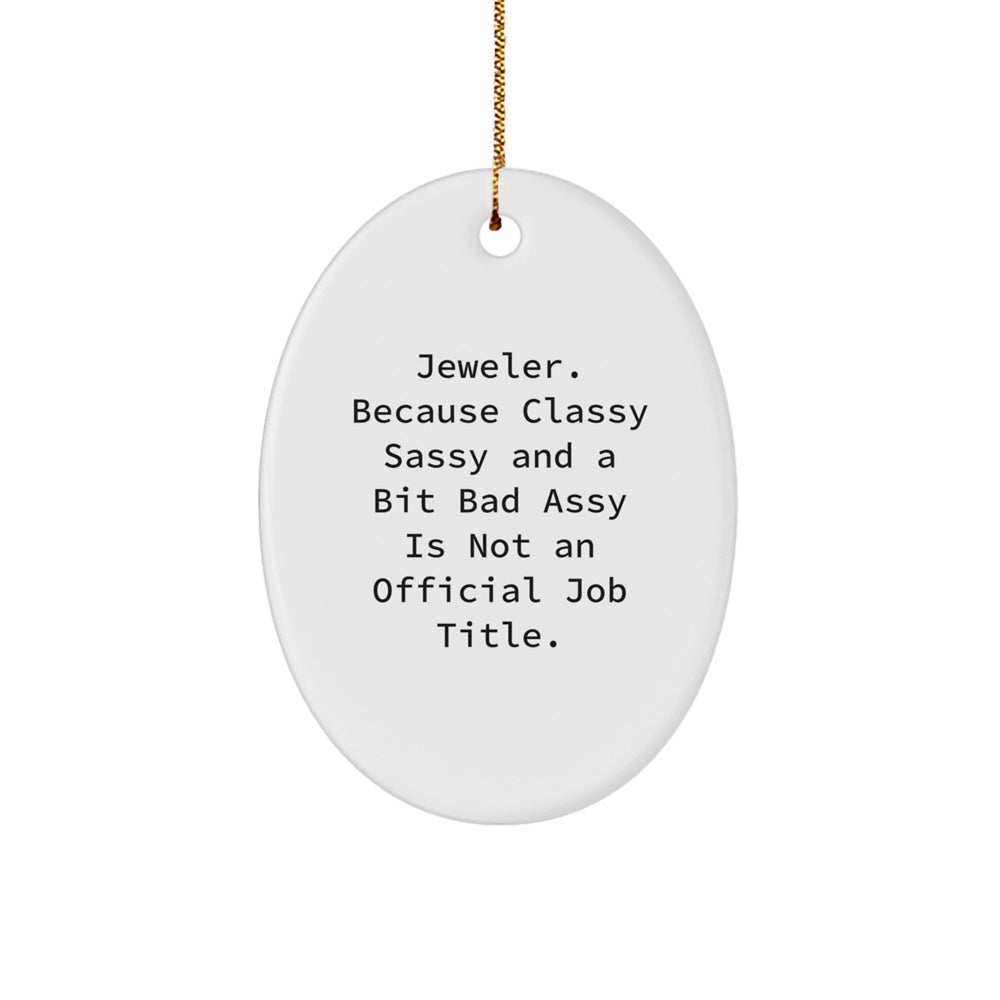 Jeweler Gifts from Friends and Family - Oval Ornament with Funny Quote, Christmas Unique Gifts - Image 1