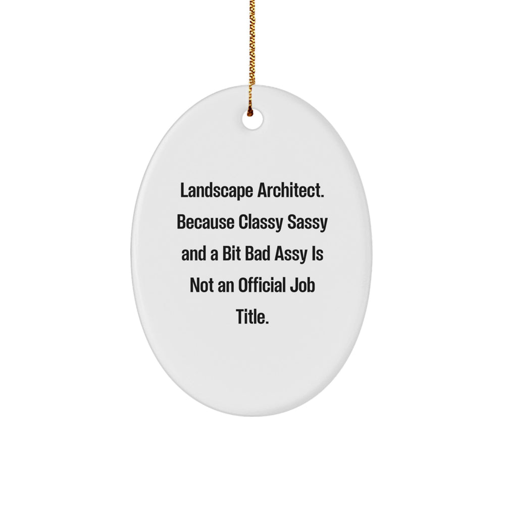 Unique Gifts from Friends for Landscape Architects - Oval Ornament with Funny Quote, Perfect for Christmas Unique Gifts - Image 1