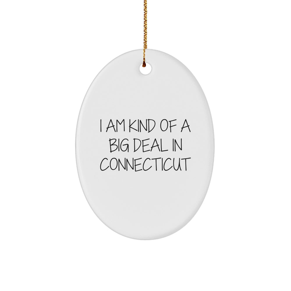 Connecticut Oval Ornament, 'I Am Kind Of A Prime Selection' Funny Gift for Friends, Family, or Coworkers from Connecticut - Image 1