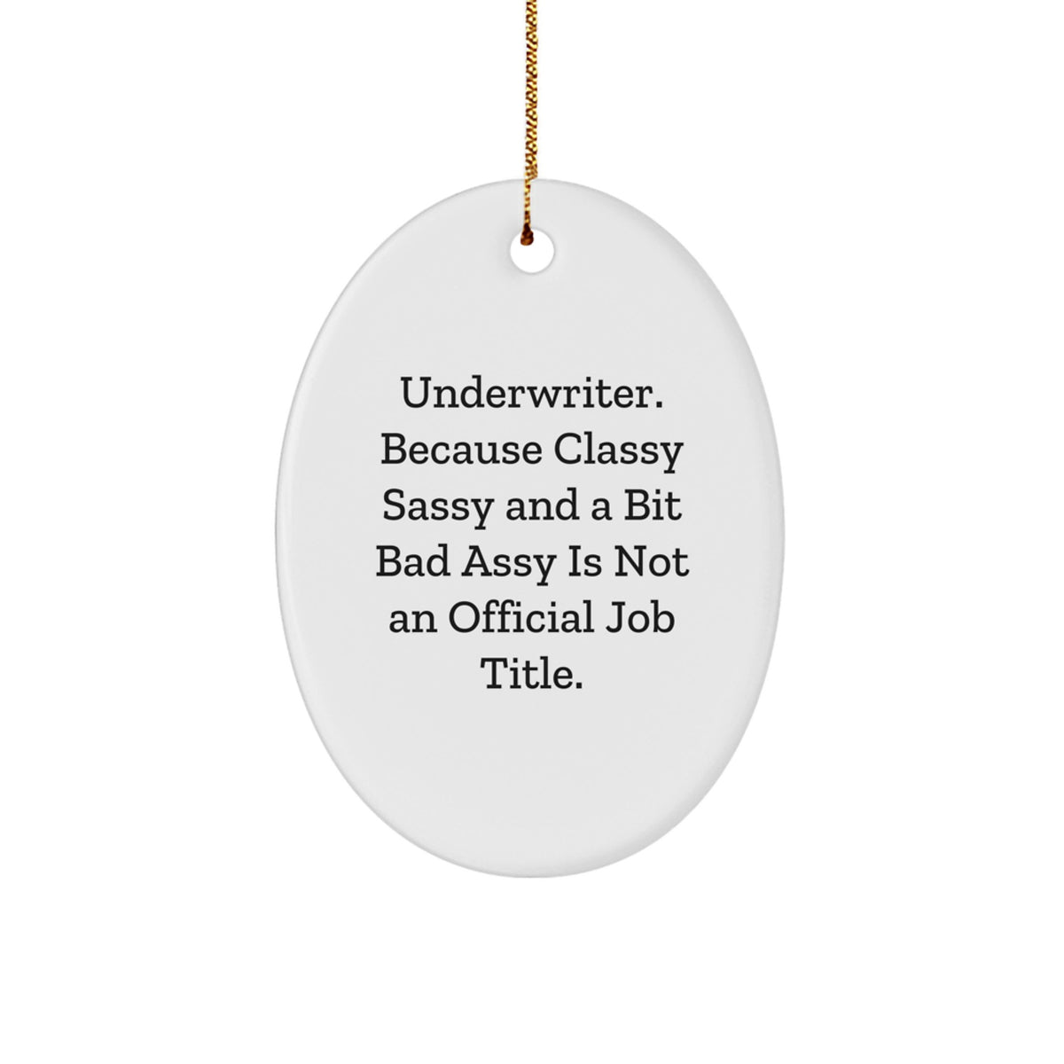 Funny Underwriter Oval Ornament, Oval Shaped Gift for Underwriter Friends and Family, Unique Christmas Unique Gifts from Men to Women - Image 1