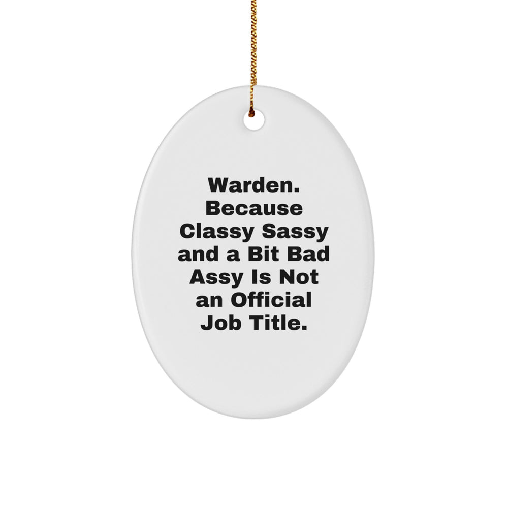 Funny Warden Oval Ornament Gifts from Friends for Christmas Unique Ideas - Image 1