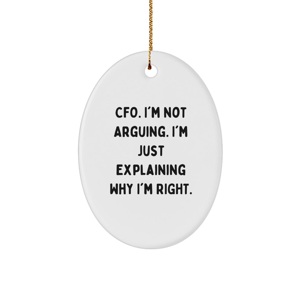 Funny CFO Christmas Unique Gifts for CFO Friends - Oval Ornament, 'I'm Not Arguing. I'm Just Explaining Why I'm Right' - Gifts from Men for CFO Family - Image 1