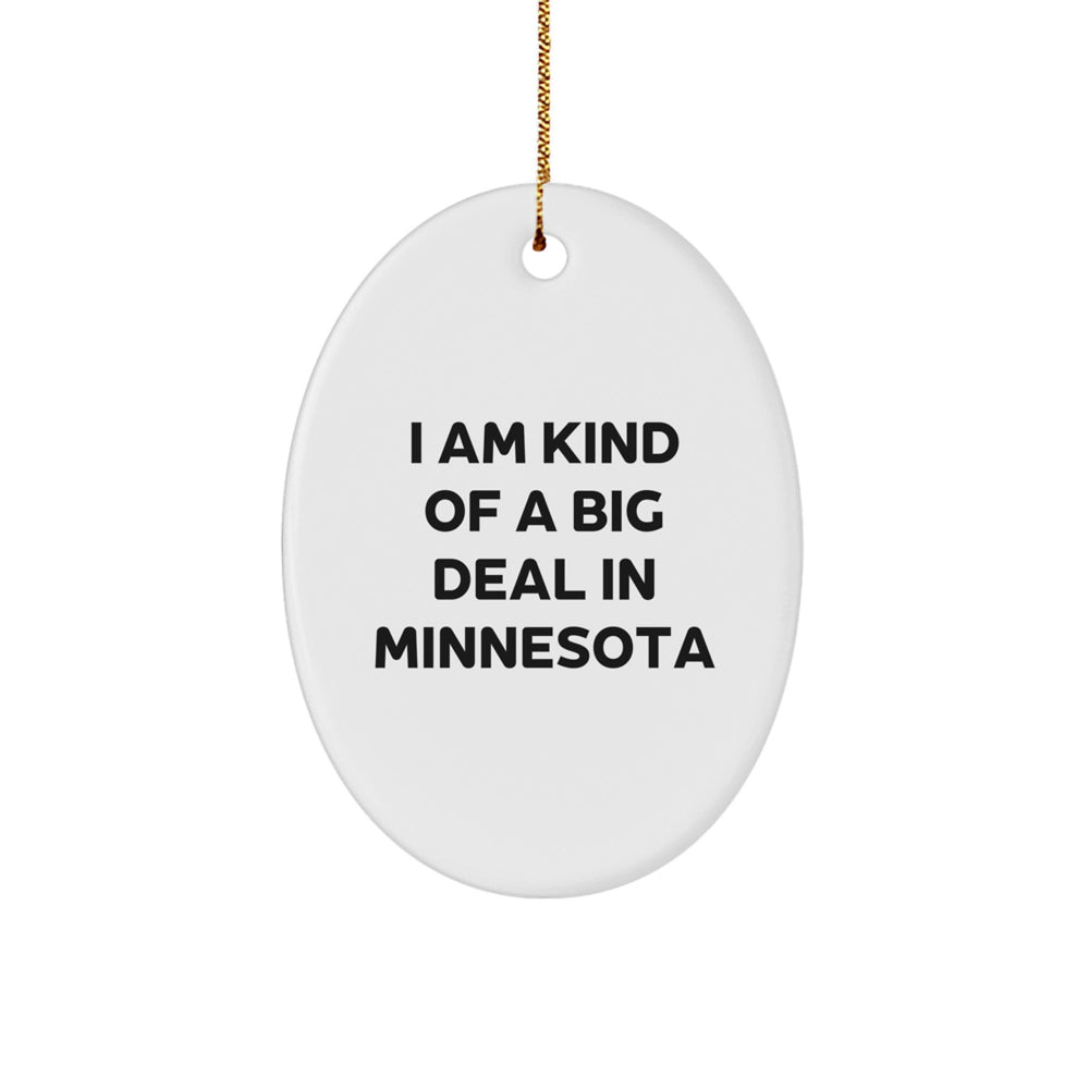 Minnesota Oval Ornament, Funny Gift from Friends to Family for Christmas, 'I Am Kind Of A Prime Selection In Minnesota' Quote, Oval Ornament Gifts for Minnesota Lovers - Image 1