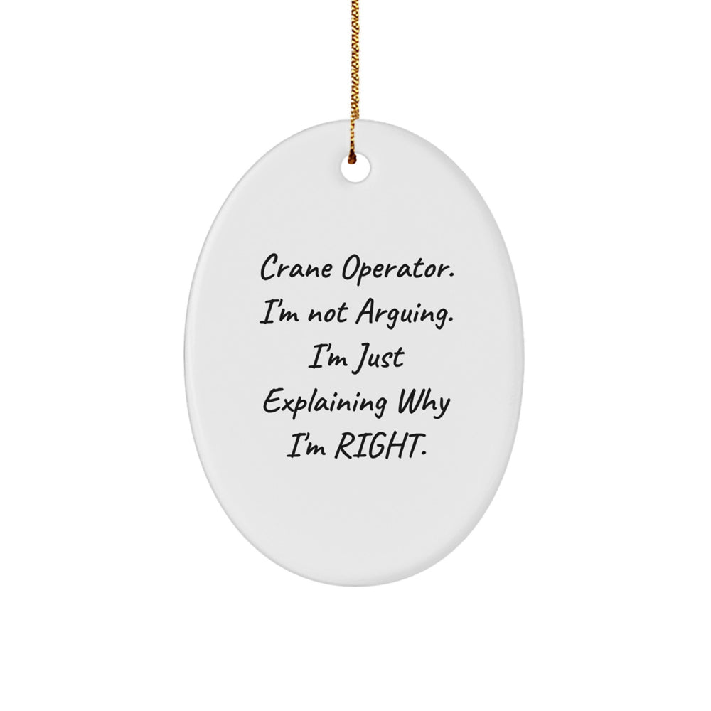 Funny Crane Operator Christmas Unique Gifts from Men, Unique Oval Ornament for Crane Operator Friends, Christmas Decoration for Family - Image 1