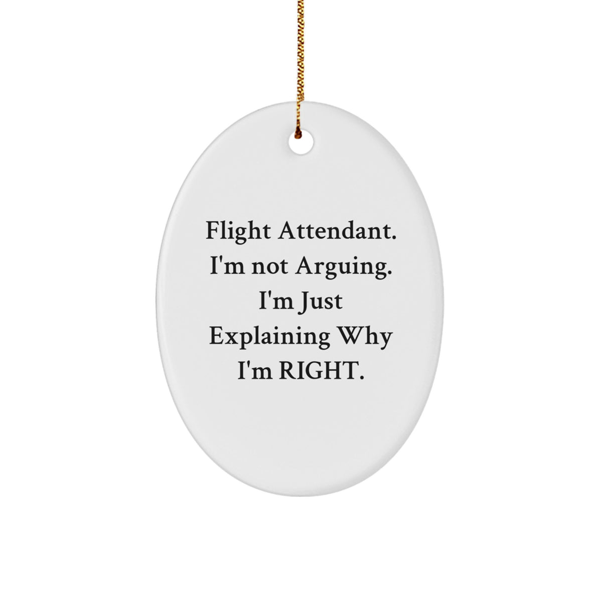 Funny Flight Attendant Gifts for Men and Women, Christmas Unique Ornament, Flight Attendant, I'm Not Arguing. - Image 1