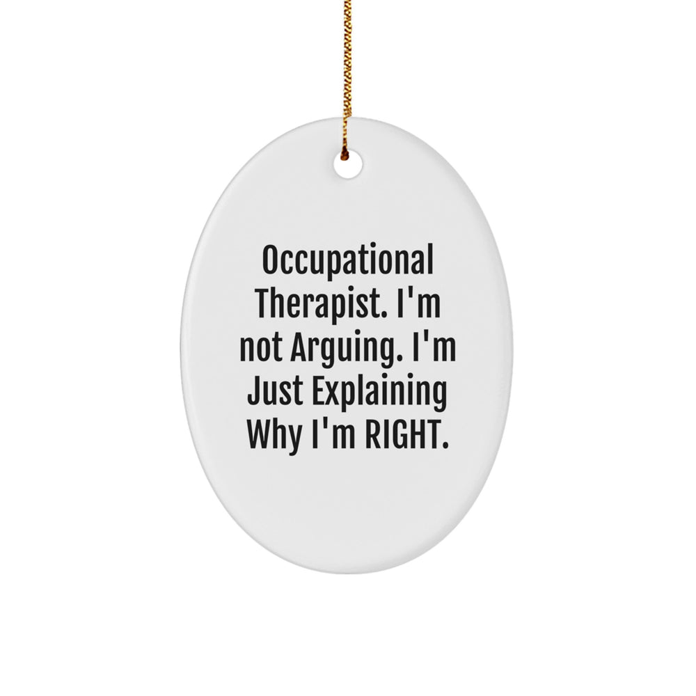 Funny Gifts from Friends for Occupational Therapist - Oval Ornament, 'I'm Not Arguing, I'm Just Explaining Why I'm Right' Quote, Christmas Unique Gifts for Men - Image 1
