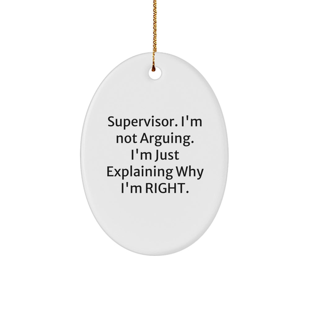 Funny Supervisor Gifts, Men, Coworkers, Christmas Unique Gifts from Family, Oval Ornament 'I'm Not Arguing. I'm Just Explaining Why I'm Right.' - Image 1