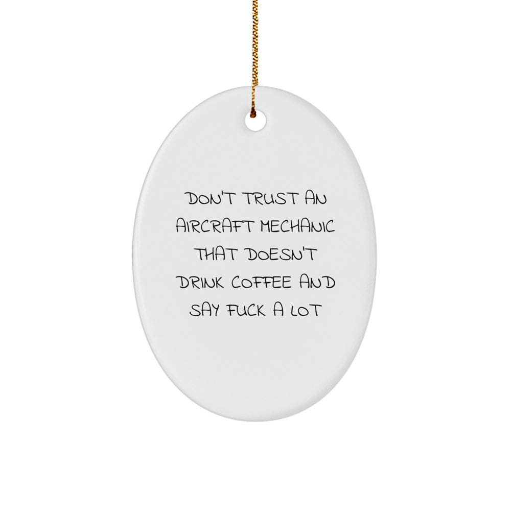 Aircraft Mechanic Gifts from Friends - Funny Oval Ornament for Christmas - Image 1