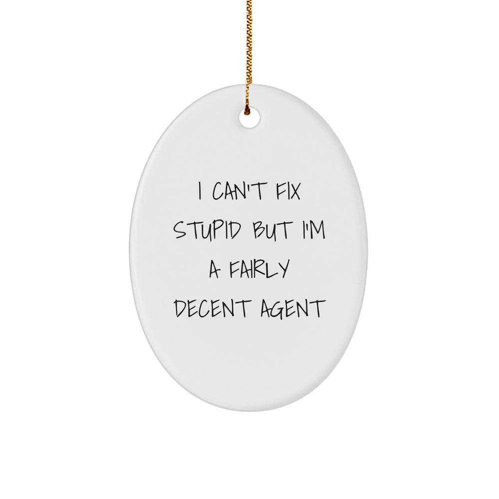 Funny Agent Gifts from Men to Agent, Oval Agent Ornament for Agent's Desk, I'm A Fairly Decent Agent Christmas Unique Gifts - Image 1