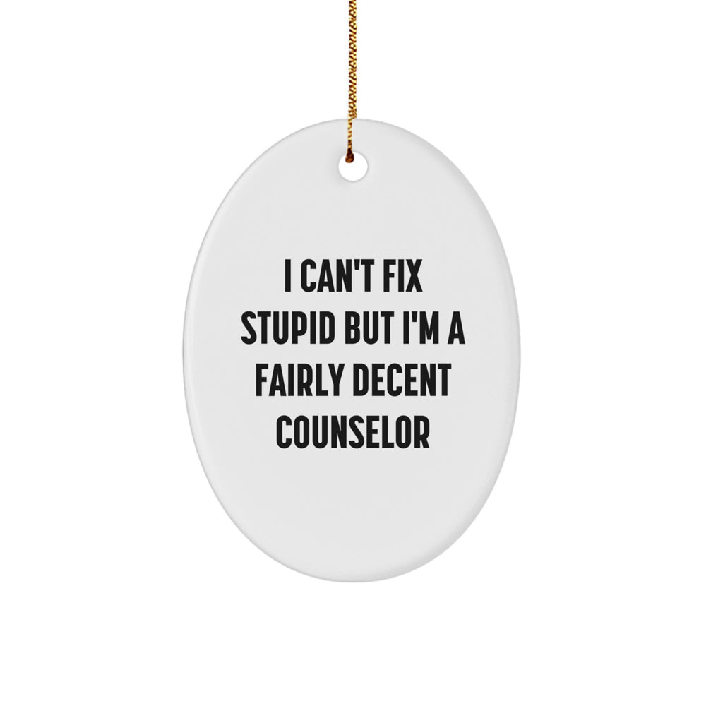 Funny Counselor Gifts for Christmas Oval Ornament 'I'm A Fairly Decent' - Gifts from Friends to Counselor - Image 1