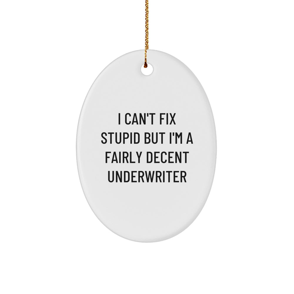 Funny Underwriter Christmas Unique Gifts from Coworkers to Coworkers - Oval Ornament - Image 1